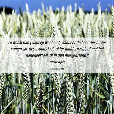 Picture 06 - Markus 13:35 NLD - Zo waakt dan (want gij weet niet, wanneer de heer - Bible Verse Picture