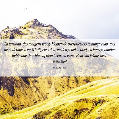 Picture 06 - Markus 15:1 NLD - En terstond, des morgens vroeg, hielden de - Bible Verse Picture