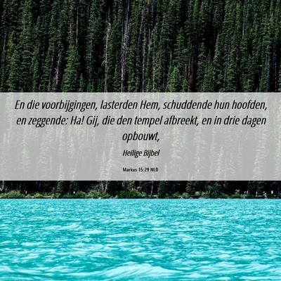 Picture 06 - Markus 15:29 NLD - En die voorbijgingen, lasterden Hem, schuddende - Bible Verse Picture