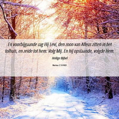 Picture 06 - Markus 2:14 NLD - En voorbijgaande zag Hij Levi, den zoon van - Bible Verse Picture