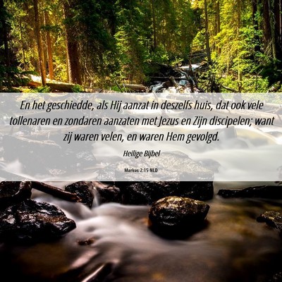 Picture 06 - Markus 2:15 NLD - En het geschiedde, als Hij aanzat in deszelfs - Bible Verse Picture