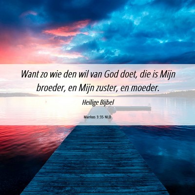 Picture 06 - Markus 3:35 NLD - Want zo wie den wil van God doet, die is Mijn - Bible Verse Picture