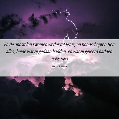 Picture 06 - Markus 6:30 NLD - En de apostelen kwamen weder tot Jezus, en - Bible Verse Picture