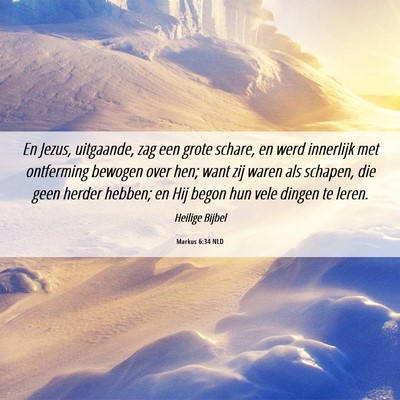Picture 06 - Markus 6:34 NLD - En Jezus, uitgaande, zag een grote schare, en - Bible Verse Picture