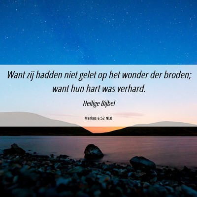 Picture 06 - Markus 6:52 NLD - Want zij hadden niet gelet op het wonder der - Bible Verse Picture