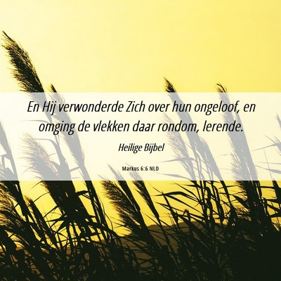 Picture 06 - Markus 6:6 NLD - En Hij verwonderde Zich over hun ongeloof, en - Bible Verse Picture