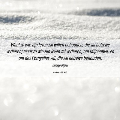Picture 06 - Markus 8:35 NLD - Want zo wie zijn leven zal willen behouden, die - Bible Verse Picture