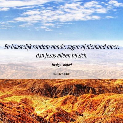 Picture 06 - Markus 9:8 NLD - En haastelijk rondom ziende, zagen zij niemand - Bible Verse Picture
