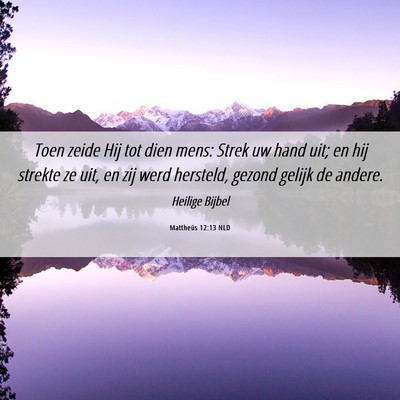 Picture 06 - Mattheüs 12:13 NLD - Toen zeide Hij tot dien mens: Strek uw hand uit; - Bible Verse Picture