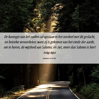 Picture 06 - Mattheüs 12:42 NLD - De koningin van het zuiden zal opstaan in het - Bible Verse Picture