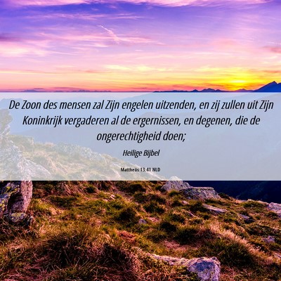 Picture 06 - Mattheüs 13:41 NLD - De Zoon des mensen zal Zijn engelen uitzenden, en - Bible Verse Picture