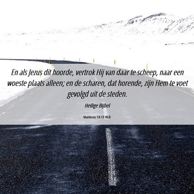 Picture 06 - Mattheüs 14:13 NLD - En als Jezus dit hoorde, vertrok Hij van daar te - Bible Verse Picture