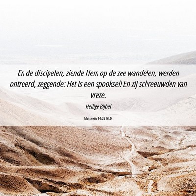 Picture 06 - Mattheüs 14:26 NLD - En de discipelen, ziende Hem op de zee wandelen, - Bible Verse Picture
