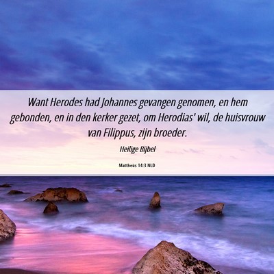 Picture 06 - Mattheüs 14:3 NLD - Want Herodes had Johannes gevangen genomen, en - Bible Verse Picture