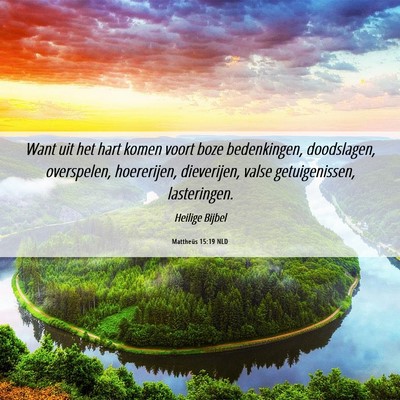 Picture 06 - Mattheüs 15:19 NLD - Want uit het hart komen voort boze bedenkingen, - Bible Verse Picture
