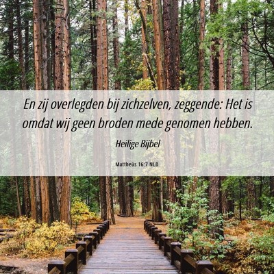 Picture 06 - Mattheüs 16:7 NLD - En zij overlegden bij zichzelven, zeggende: Het - Bible Verse Picture