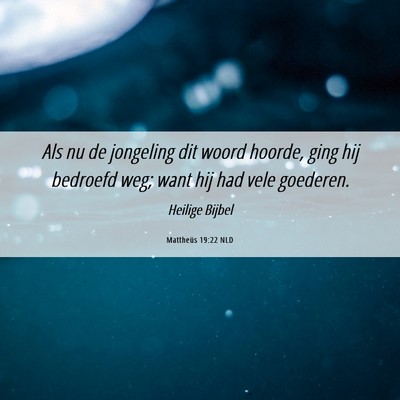 Picture 06 - Mattheüs 19:22 NLD - Als nu de jongeling dit woord hoorde, ging hij - Bible Verse Picture