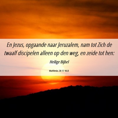 Picture 06 - Mattheüs 20:17 NLD - En Jezus, opgaande naar Jeruzalem, nam tot Zich - Bible Verse Picture