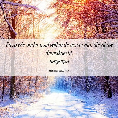 Picture 06 - Mattheüs 20:27 NLD - En zo wie onder u zal willen de eerste zijn, die - Bible Verse Picture