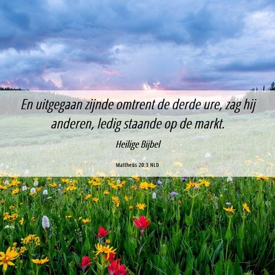 Picture 06 - Mattheüs 20:3 NLD - En uitgegaan zijnde omtrent de derde ure, zag hij - Bible Verse Picture