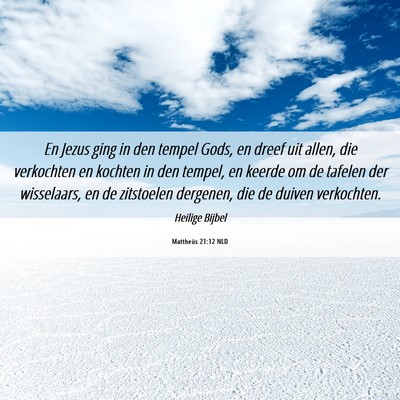 Picture 06 - Mattheüs 21:12 NLD - En Jezus ging in den tempel Gods, en dreef uit - Bible Verse Picture