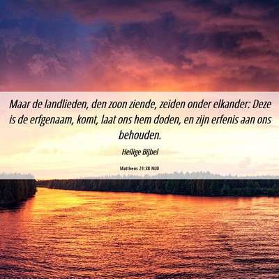 Picture 06 - Mattheüs 21:38 NLD - Maar de landlieden, den zoon ziende, zeiden onder - Bible Verse Picture