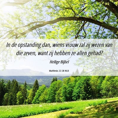 Picture 06 - Mattheüs 22:28 NLD - In de opstanding dan, wiens vrouw zal zij wezen - Bible Verse Picture