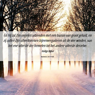 Picture 06 - Mattheüs 24:31 NLD - En Hij zal Zijn engelen uitzenden met een bazuin - Bible Verse Picture