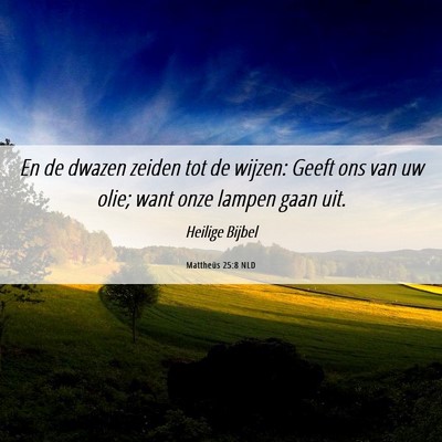 Picture 06 - Mattheüs 25:8 NLD - En de dwazen zeiden tot de wijzen: Geeft ons van - Bible Verse Picture