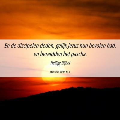 Picture 06 - Mattheüs 26:19 NLD - En de discipelen deden, gelijk Jezus hun bevolen - Bible Verse Picture