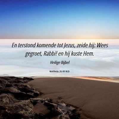 Picture 06 - Mattheüs 26:49 NLD - En terstond komende tot Jezus, zeide hij: Wees - Bible Verse Picture