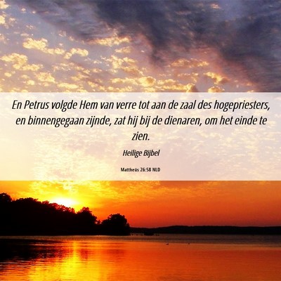 Picture 06 - Mattheüs 26:58 NLD - En Petrus volgde Hem van verre tot aan de zaal - Bible Verse Picture