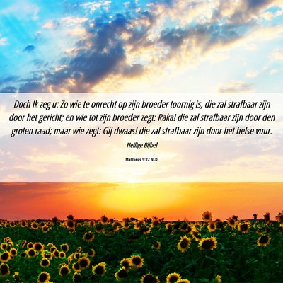 Picture 06 - Mattheüs 5:22 NLD - Doch Ik zeg u: Zo wie te onrecht op zijn broeder - Bible Verse Picture
