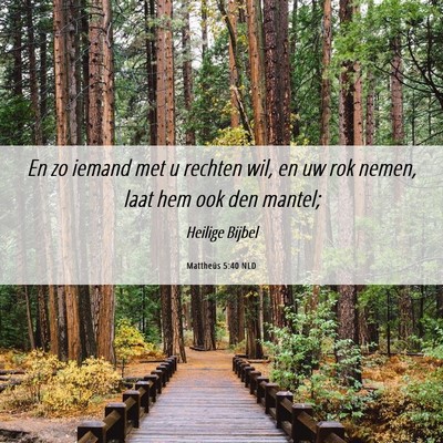Picture 06 - Mattheüs 5:40 NLD - En zo iemand met u rechten wil, en uw rok nemen, - Bible Verse Picture