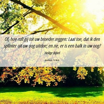 Picture 06 - Mattheüs 7:4 NLD - Of, hoe zult gij tot uw broeder zeggen: Laat toe, - Bible Verse Picture