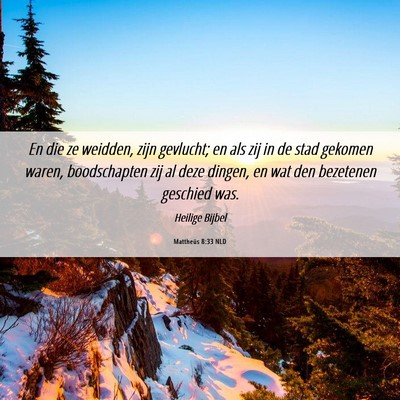 Picture 06 - Mattheüs 8:33 NLD - En die ze weidden, zijn gevlucht; en als zij in - Bible Verse Picture