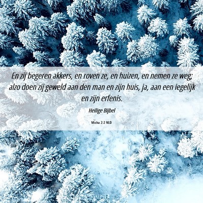 Picture 06 - Micha 2:2 NLD - En zij begeren akkers, en roven ze, en huizen, en - Bible Verse Picture