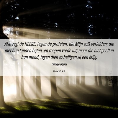 Picture 06 - Micha 3:5 NLD - Alzo zegt de HEERE, tegen de profeten, die Mijn - Bible Verse Picture