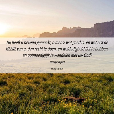 Picture 06 - Micha 6:8 NLD - Hij heeft u bekend gemaakt, o mens! wat goed is; - Bible Verse Picture