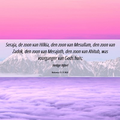 Picture 06 - Nehemia 11:11 NLD - Seraja, de zoon van Hilkia, den zoon van - Bible Verse Picture