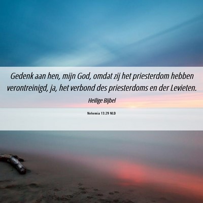 Picture 06 - Nehemia 13:29 NLD - Gedenk aan hen, mijn God, omdat zij het - Bible Verse Picture