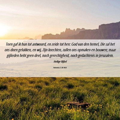 Picture 06 - Nehemia 2:20 NLD - Toen gaf ik hun tot antwoord, en zeide tot hen: - Bible Verse Picture