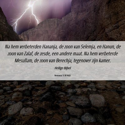 Picture 06 - Nehemia 3:30 NLD - Na hem verbeterden Hananja, de zoon van Selemja, - Bible Verse Picture