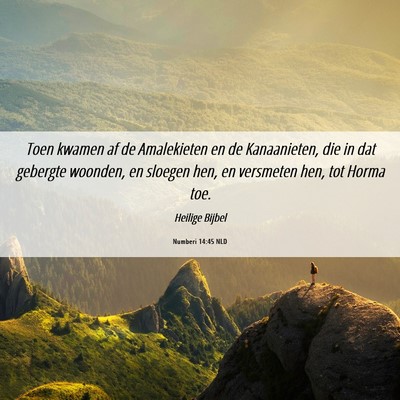 Picture 06 - Numberi 14:45 NLD - Toen kwamen af de Amalekieten en de Kanaanieten, - Bible Verse Picture