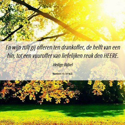 Picture 06 - Numberi 15:10 NLD - En wijn zult gij offeren ten drankoffer, de helft - Bible Verse Picture