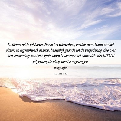 Picture 06 - Numberi 16:46 NLD - En Mozes zeide tot Aaron: Neem het wierookvat, en - Bible Verse Picture
