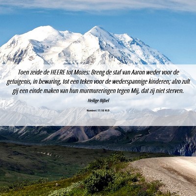 Picture 06 - Numberi 17:10 NLD - Toen zeide de HEERE tot Mozes: Breng de staf van - Bible Verse Picture