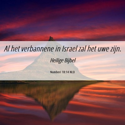 Picture 06 - Numberi 18:14 NLD - Al het verbannene in Israel zal het uwe - Bible Verse Picture
