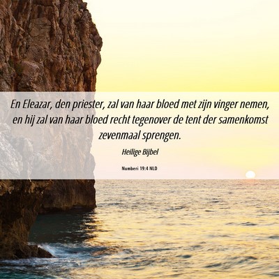 Picture 06 - Numberi 19:4 NLD - En Eleazar, den priester, zal van haar bloed met - Bible Verse Picture