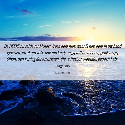 Picture 06 - Numberi 21:34 NLD - De HEERE nu zeide tot Mozes: Vrees hem niet; want - Bible Verse Picture